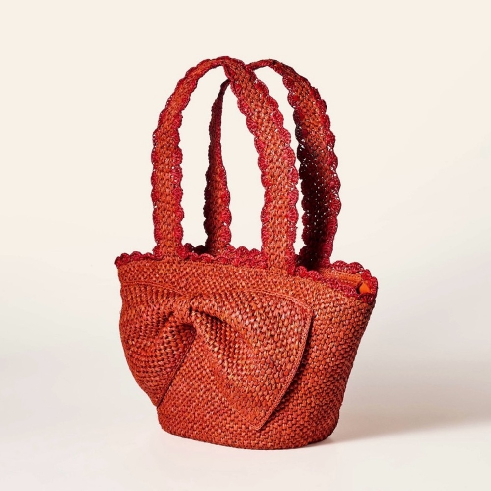 Kate Spade New York X Target Red Raffia Bow Bag Purse NEW W/ TAGS - Picture 2 of 4